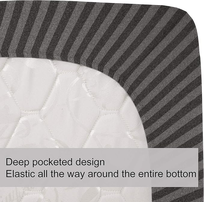 King Size Fitted Sheet Only - 4-Way Stretch Jersey Knit, T-Shirt Feeling & Ultra Soft, Wrinkle Free, Non-Slip & Snug Fit for Mattress (Deep: 5"-13") - Gray & Black, King