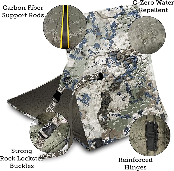 Crazy Creek HEX 2.0 PowerLounger for Day Hiking & Backpacking Trips, 250 LBS Weight Capacity, Adjustable Straps, Compact Design, Water-Resistant, Kings Camo