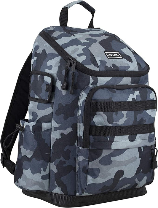 FUEL Travel Laptop Hiking Backpack Carry On Airline Approved Luggage Bag Carry On Large Backpack, Black Midnight Blue Camo