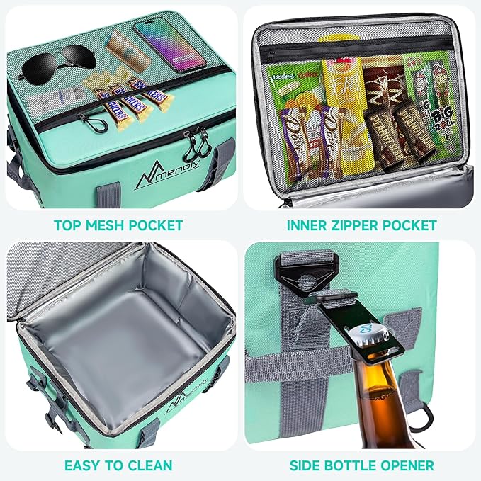 MENOLY Paddle Board Accessories Cooler, 25L Sup Kayak Deck Cooler Bag Fit 30 Cans with Waterproof Phone Pouch, Adjustable Strap, Bottle Opener for Paddleboarding, Kayaking, Camping