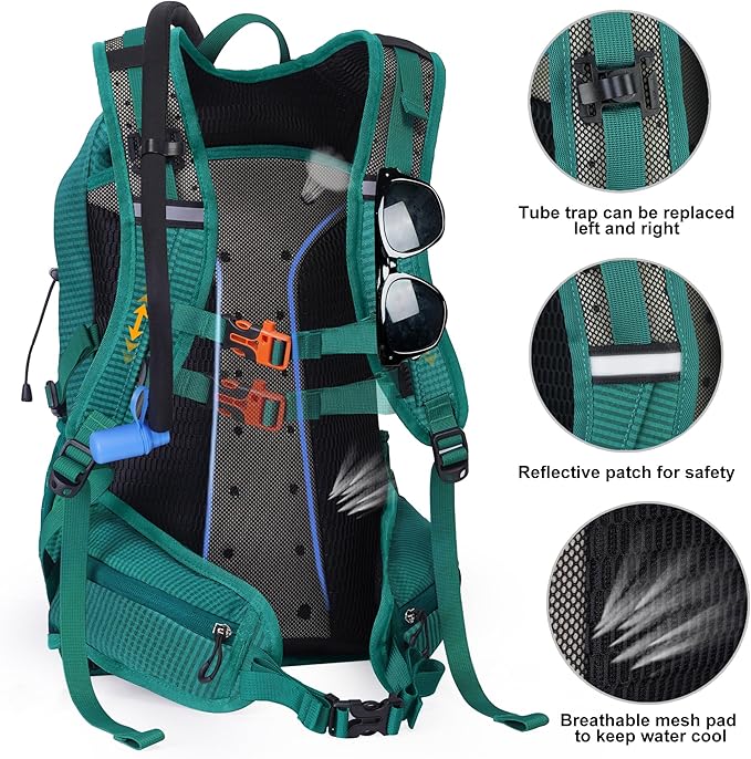 N NEVO RHINO Hydration Backpack with Water Bladder 3L, Hiking Backpack with Rain Cover, Insulation Water Daypack for Cycling Biking