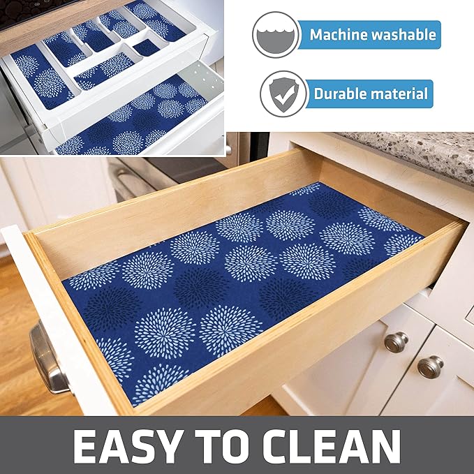 Drymate Premium Luxury Shelf & Drawer Liner, Thick Cushioned Fabric, Non-Adhesive, Absorbent, Waterproof, Slip-Resistant, Liners for Kitchen Cabinets, Cupboards (USA Made)(12”x59”)(24-Pack)(GoodBlue)