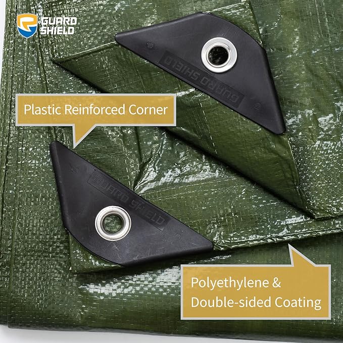 GUARD SHIELD Green Tarp Waterproof 16x20 Feet Medium Duty All Purpose Poly Tarps Cover 7mil