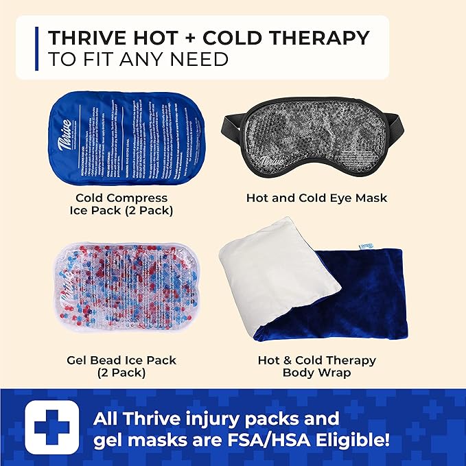 Thrive Gel Ice Pack Set - Set of 6, Round, Blue - Reusable Hot & Cold Compress for Eyes & Soft Ice Packs for Neck & Breast Relief