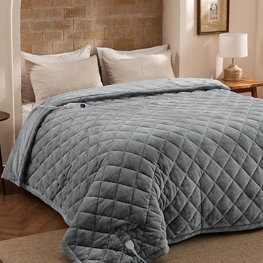 Bedsure Electric Blanket Full Size - Quilted Heated Blanket Full, Soft Flannel Thick Heating Blanket with 10 Time Settings & 6 Heat Settings, Warm Gifts for Women Men (72x84 inches, Formal Gray)