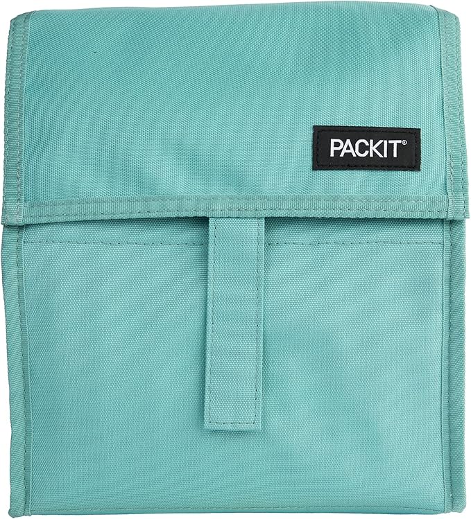 Packit® Freezable Lunch Bag, Sage, Built with ECOFREEZE® Technology, Foldable, Reusable, Zip and Fold Closure with Buckle Handle, Designed for Work Lunches and Fresh Lunch On the Go