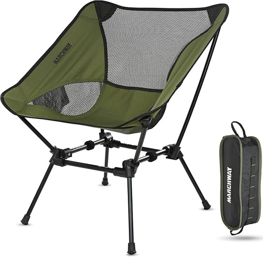MARCHWAY Ultralight Folding Camping Chair, Heavy Duty Portable Compact for Outdoor Camp, Travel, Beach, Picnic, Festival, Hiking, Lightweight Backpacking (Green)