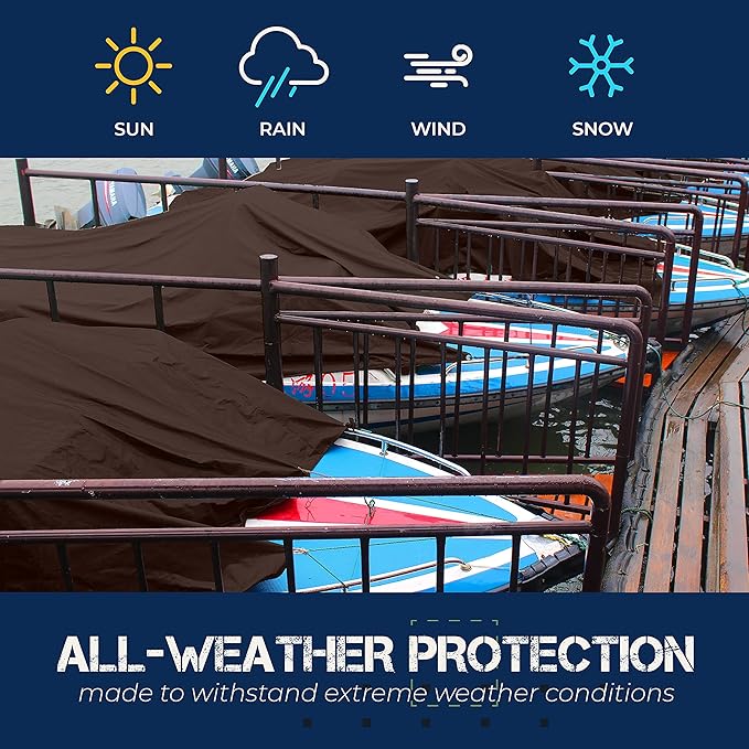 GREEN LIFESTYLE Tarp Cover Brown/Silver Heavy Duty Thick Material Water Proof Tear Proof UV Resistant Reinforced Edges Boat Tent RV or Pool Cover (6x8)