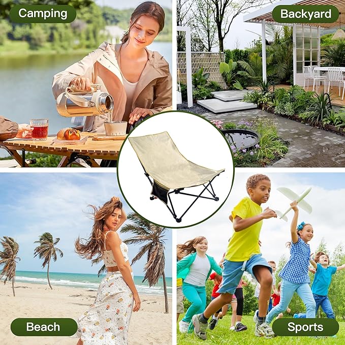 Beach Chairs for Adults 2 Pack, Adjustable Backrest Sand Chair with Carrying Bag for Outdoors,Travel, Concert, Lawn, Festival, Support 350lbs