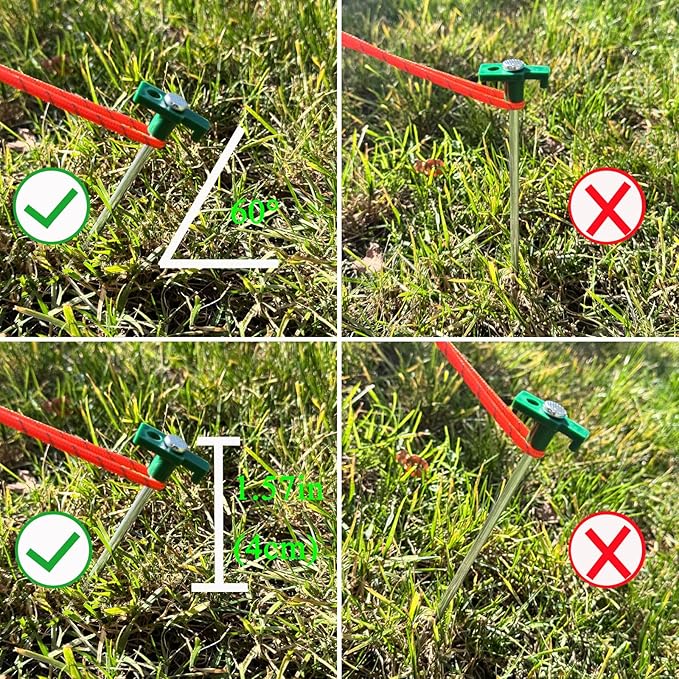 20 Pcs Tent Stakes Heavy Duty Ground Stake for Camping, 10 Inch Galvanized Non-Rust Metal Tent Pegs Tent Spikes Yard Stakes for Outdoor Canopy Garden Hiking -Green