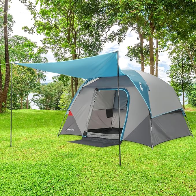 Camping Tent, Tent for Camping, Easy Set up Camping Tent for 4 Person Outdoor Traveling, Light Blue