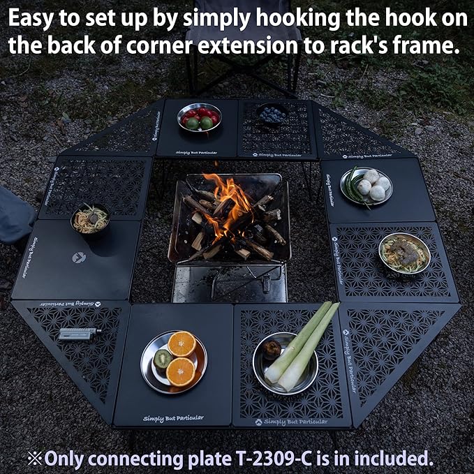 camping moon Connecting Top Plate Half size for Field Rack Leaf Design Aluminum Black T-2309-C