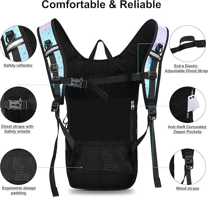Hydration Backpack Pack, Water Backpack 20L Capacities Included 2L Hydration Bladder, Festival Essential - Rave Hydration Pack Hydropack Hydro for Hiking, Festival Gear