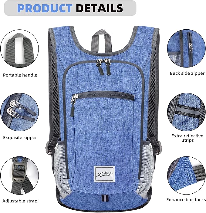Hiking Backpack 10L Small Travel Lightweight Daypack Foldable Hiking Packable Camping Hiking Backpacks for Women Men (Sky Blue)