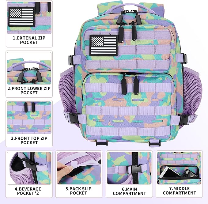 9L Mini Tactical Backpack for Men and Women Tactical Backpack Small for Hiking Small Tactical Bag Fitness Pack