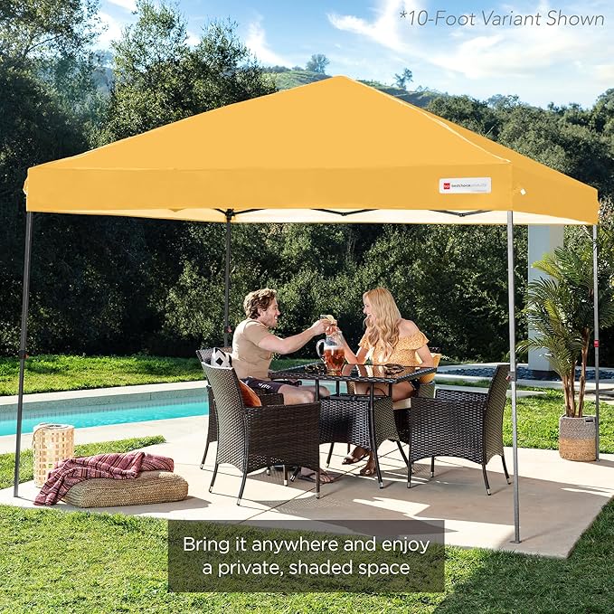 Best Choice Products 8x8ft Pop Up Canopy Tent, Outdoor Shade, 1 Person 1 Minute Set Up, Carry Case, 4 Weight Bags - Marigold