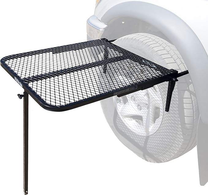 Tire Table Medium Steel Camping Table for Camp, Travel, Tailgating and Outdoor Work | Easily Holds 50 Pounds | Powder Coated Finish | No Tool or Hitch Required for Installation | 29 x 23 x 1.5