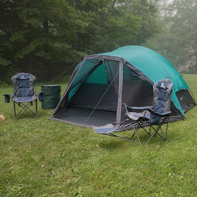 Camping Tent - Water-Resistant Cabin Style Outdoor Shelter with Built-in Screen Tent and Carrying Bag by Wakeman Outdoors
