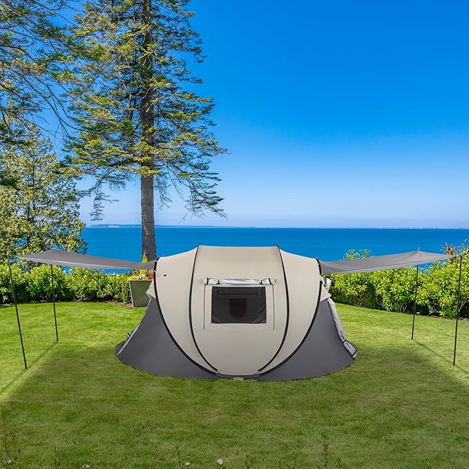 4 Person Easy Pop Up Tent for Camping,Waterproof Automatic Setup 2 Doors-Instant Family Tents with Vestibule & Porch, Large Size Family Tent Automatic Setup for Camping Hiking & Traveling