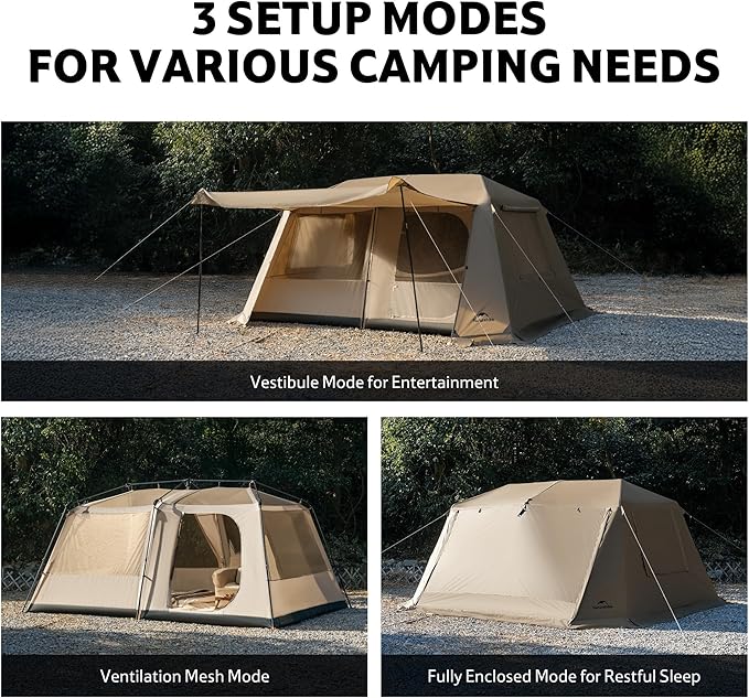 Naturehike Village Lite Camping Tent, 60S Easy Setup Instant Tents for Camping, Double Layer 4/8 Person Tent with with Full Rainfly