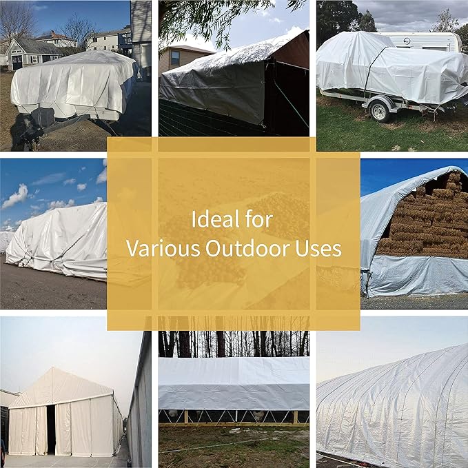 GUARD SHIELD Tarp White 9x15 Feet Multi Purpose Waterproof Poly Tarp Cover 5mil (2-Pack)