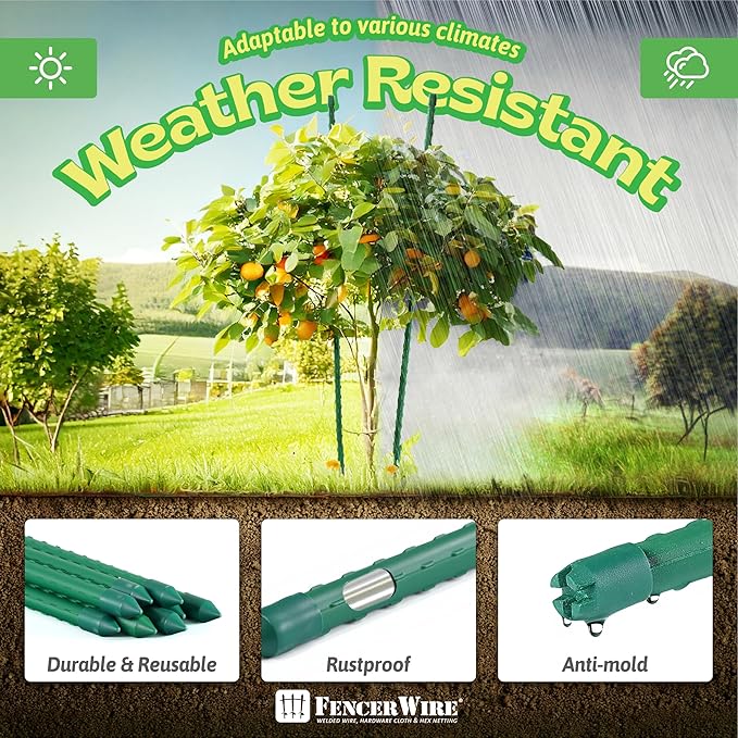 Fencer Wire 25 Pack of 7ft / 84 Inch Durable Metal Plant Supports Garden Stakes, Plant Stakes, Garden Poles for Outdoor & Indoor, Plant Support and Sticks for Tomato, Potted Plants, Beans, Cucumbers