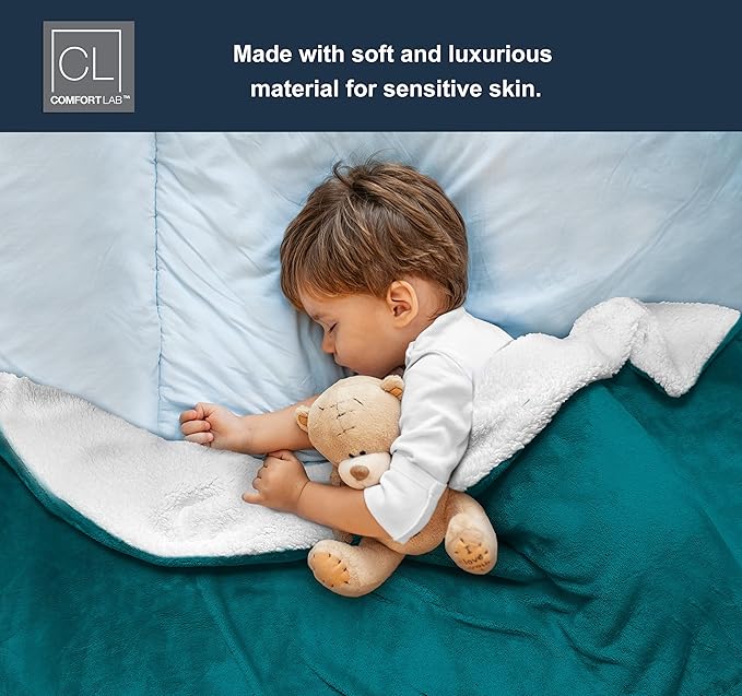 Comfort Lab Reversible Flannel Sherpa Throw Blanket - Elegant Fluffy Throw Blankets for Couch and Home Decor - Anti Pilling Non Shedding Cozy & Warm Fleece Throws - Baby/Pet (30" x 40") - Teal