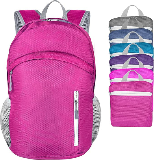 Waterproof Foldable Backpack Dry Storage Lightweight Daypack 35L Outdoor Backpack for Beach Men Women Dark Pink