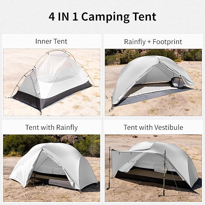 Naturehike Mongar Pro 1/2/3 Person Backpacking Tent,Waterproof Nylon Easy Setup Lightweight Camping Tent