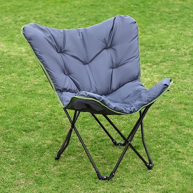 SunnyFeel Oversized XL Padded Camping Chair, Outdoor Butterfly Chair, Portable, Folding, Large Camp Lounge Chairs, Padded Living Room Indoor Chairs Lawn Chairs for Beach,Tailgating,Sport Events,Picnic