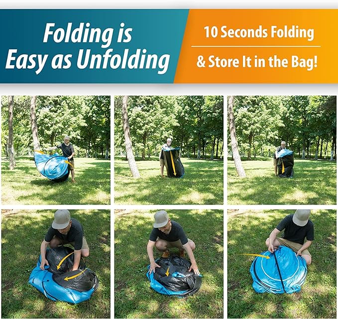 Vaygway Pop-up Tent and Automatic Instant Portable Cabana - Premium Quality 2-4 Person Easy Throw Setup Windproof Waterproof Travel Cabana Beach Tent Shelter- for Hiking, Camping & Outdoor Activities
