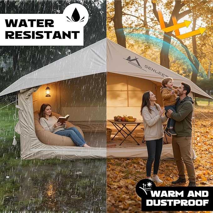 Inflatable Tents for Camping, Large Inflatable Camping Tent with Hand Pump, Easy Setup Tents for 4-6 People, Portable Glamping Tent