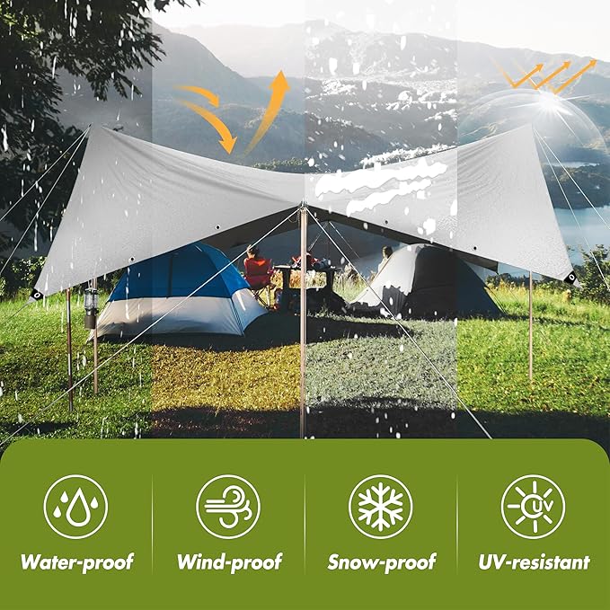 Tarp Heavy Duty 6x8ft Waterproof Tarps,10mil Uv Resistant,Multipurpose Silver/Black Tarps for Cars,Camping,Roof,Ship,Garden.by-MVPNET