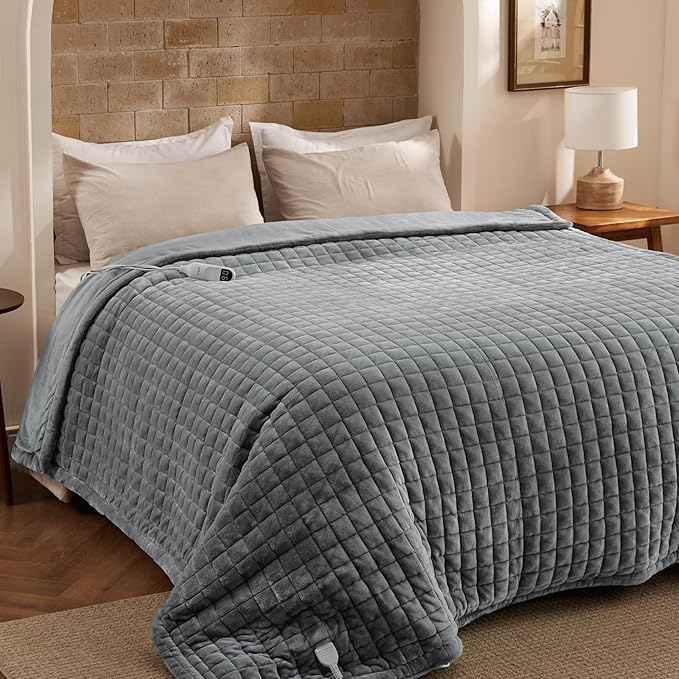 Bedsure Electric Blanket Full Size - Quilted Heated Blanket Full, Soft Flannel Thick Heating Blanket with 10 Time Settings & 6 Heat Settings, Warm Gifts for Women Men (72x84 inches, Formal Gray)