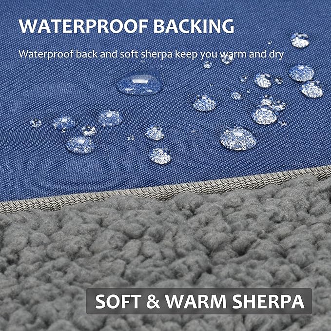 Tirrinia Large Waterproof Outdoor Blanket, Soft Warm Windproof Stadium Blanket with Sherpa Fleece and Foldable for Outdoor Sport, Baseball, Football, Beach, Concerts, Car
