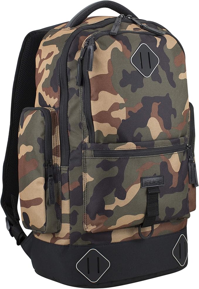 FUEL Everyday Hi-Tech Hiking Carry On Weekender Bag Luggage Rusksack Backpack, Camo/Black
