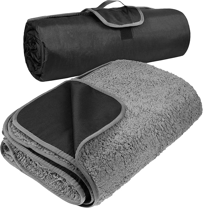 Tirrinia Large Waterproof Outdoor Blanket, Soft Warm Windproof Stadium Blanket with Sherpa Fleece and Foldable for Outdoor Sport, Baseball, Football, Beach, Concerts, Car
