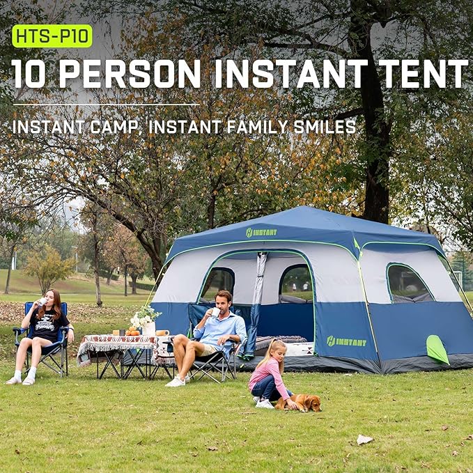 4/6/8/10 Person Instant Tent, Waterproof Pop Up Tents for Camping with Rainfly, 60 Seconds Easy Setup, Automatic Cabin Tent for Family Camping with Expandable Carry Bag & Upgraded Ventilation