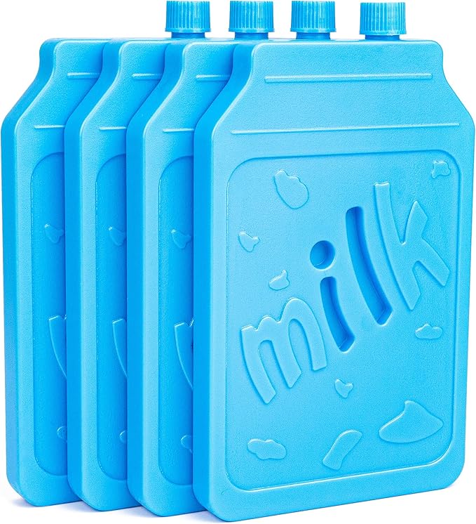 Ice Pack for Lunch Box and Cooler, BPA Free, Reusable and Long Lasting, Slim and Lightweight Design, Set of 4, （Blue）