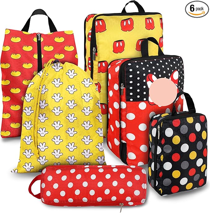 Compression Packing Cubes for Travel, 6 Set Red Dots Luggage Organizer, Lightweight Waterproof Expandable/Compression Bags Smell Proof Travel Packing Cubes for Suitcases