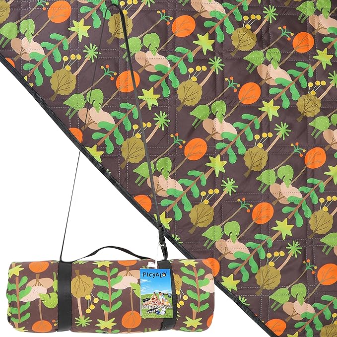 Outdoor Picnic Blanket Brown Tree 80"x80" Large Sandproof Beach Blanket Waterproof Picnic Blankets Foldable for Caming, Beach, Outdoor Activities.