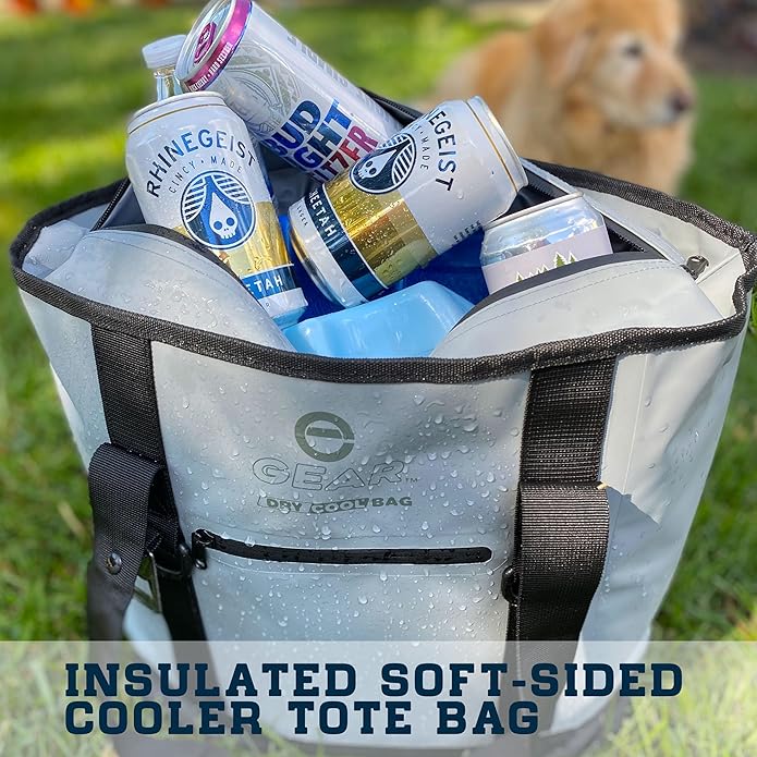 Enthusiast Gear Dry Bag Cooler Tote – Collapsible, Waterproof and Leak-Proof Soft Sided Cooler Bag - Pool, Beach - 20 or 36 Cans