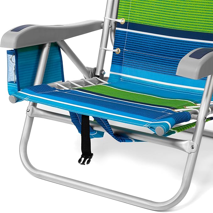 Homevative Cooler+ Folding Backpack Beach Chair with 5 Positions, Towel bar, XL Cooler Pouch, Storage Net, Cup and Phone Holder, Deep Sea, 2 Pack