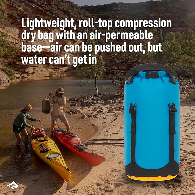 Sea to Summit eVac Compression Dry Bag, Waterproof Compression Sack, 5 Liter, Turkish Tile Blue