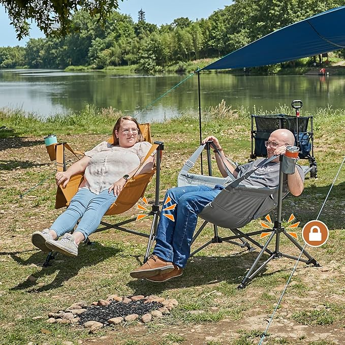TIMBER RIDGE Hammock Camping Chair, Oversized Swinging Chair with Adjustable Back and Seat Height, Portable Folding Rocking Camping Chair for Outdoor Lawn, Backyard and Patio, Supports 400lbs
