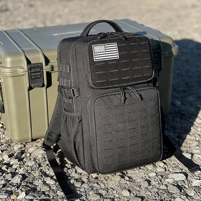 Wotony Military Tactical Backpack for Men Waterproof Daypack 3 Day Assault Pack Laser-Cut MOLLE Webbing Design with Water Bottle Holder Black Small Tactical Assault Bag