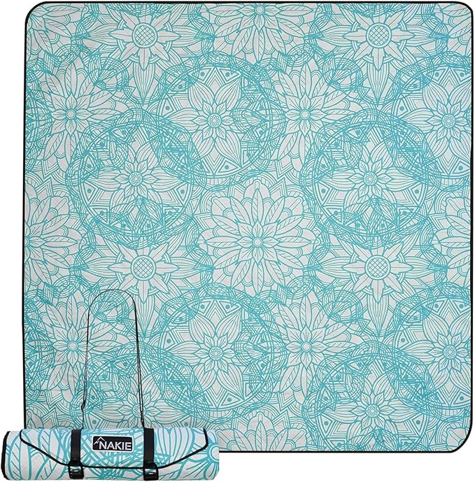 Nakie Picnic Blanket - Extra Large, Waterproof, Machine Washable, Easy Storage. Perfect for Camping, Picnics & Outdoor, Children by The Beach or Playing with Dog, 78inch x 78inch (Floating Lotus)