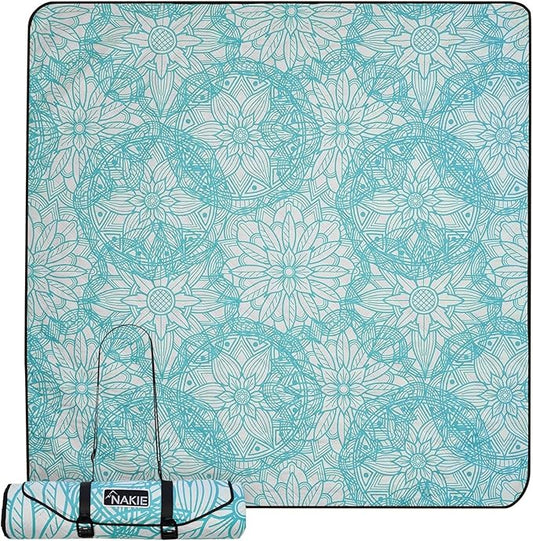 Nakie Picnic Blanket - Extra Large, Waterproof, Machine Washable, Easy Storage. Perfect for Camping, Picnics & Outdoor, Children by The Beach or Playing with Dog, 78inch x 78inch (Floating Lotus)