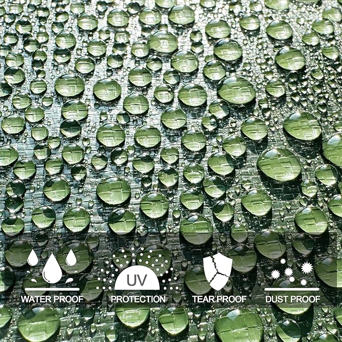 STARPYNG-10 Mil Green 10x12 Feet Tarp-Heavy Duty Poly Tarpaulin-Waterproof Tarp, UV Resistant, Durable, Weather Resistant, Cover Car, Swimming Pool, Boat