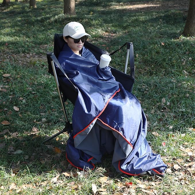 REDCAMP Large Waterproof Stadium Blanket for Cold Weather, 79”x 79” Soft Warm Fleece Windproof Camping Blanket for Camping, Hiking, Traveling, Sporting Events (Dark Blue)